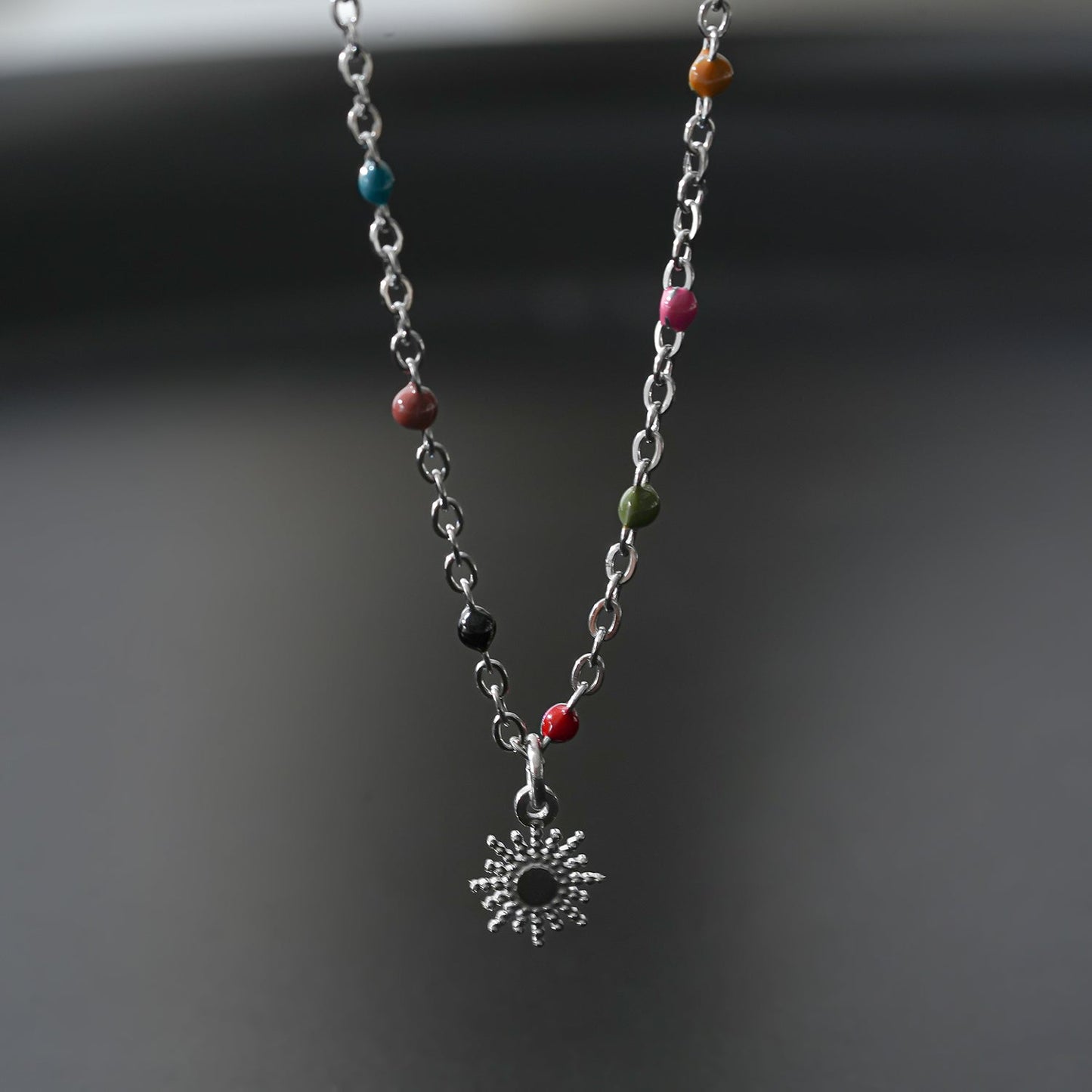 MARLOW: Dainty Star Charm & Coloured Dainty Beads on a Silver Chain