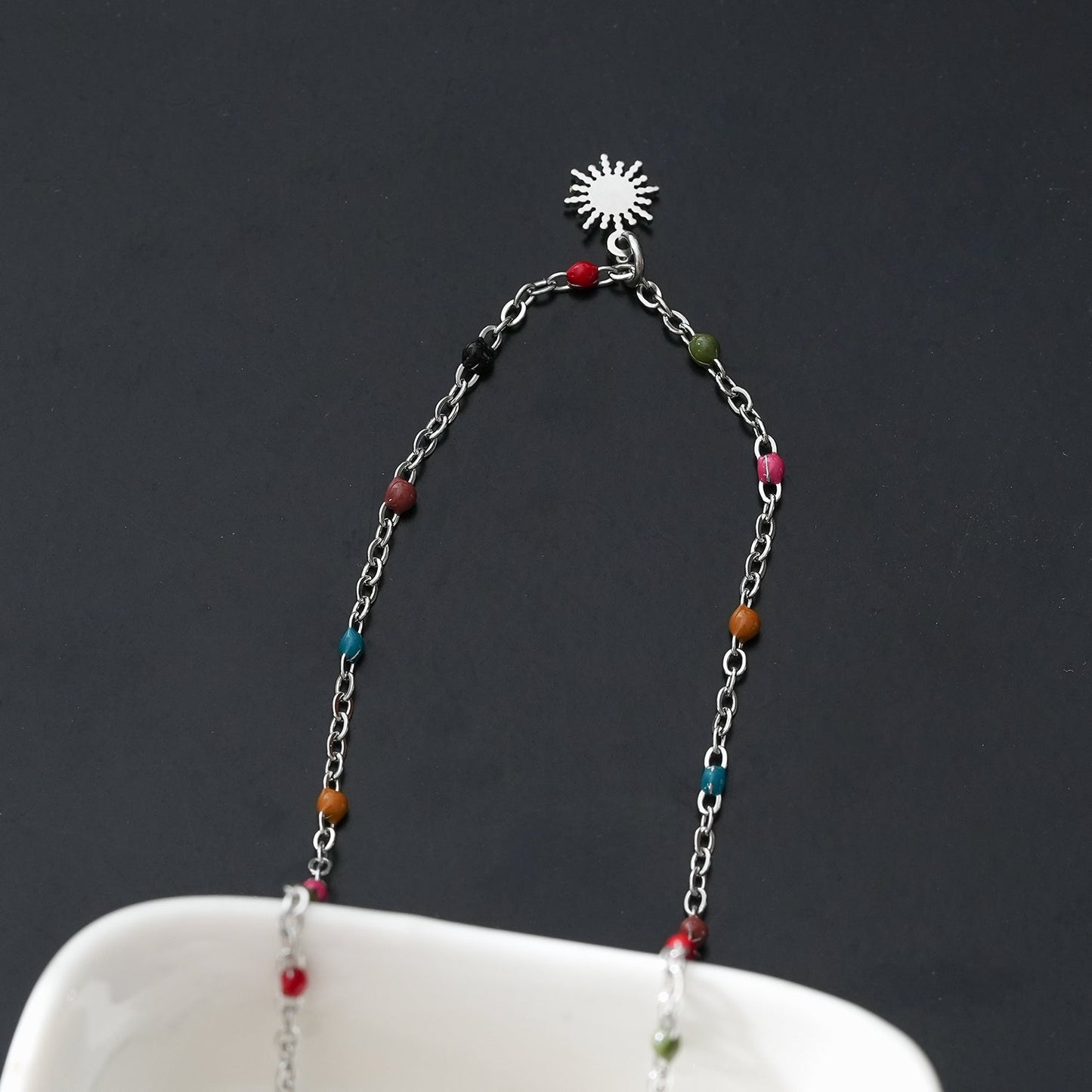 MARLOW: Dainty Star Charm & Coloured Dainty Beads on a Silver Chain