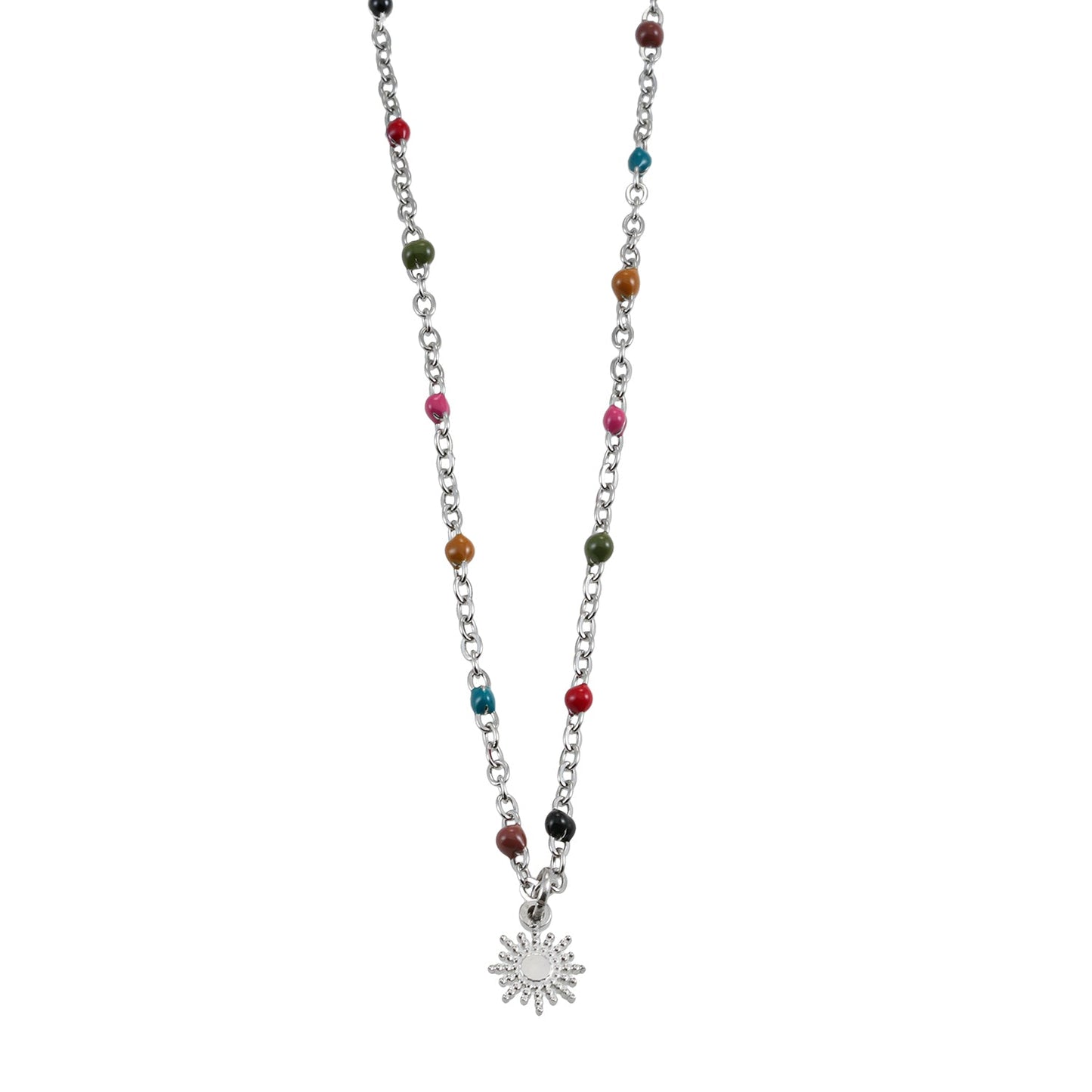 MARLOW: Dainty Star Charm & Coloured Dainty Beads on a Silver Chain