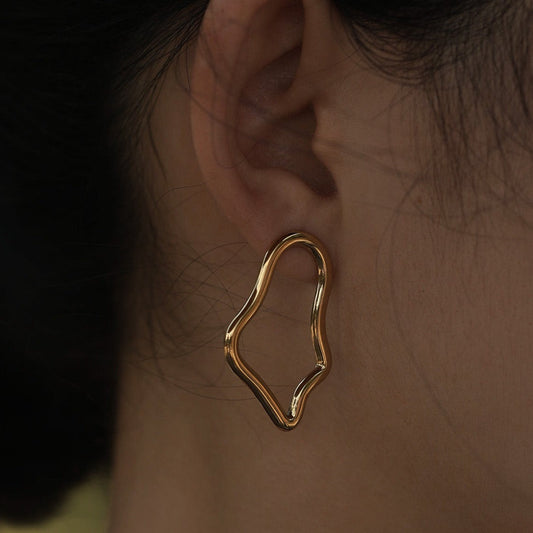 MARTINA Irregular Shaped Hoop Earrings in Gold