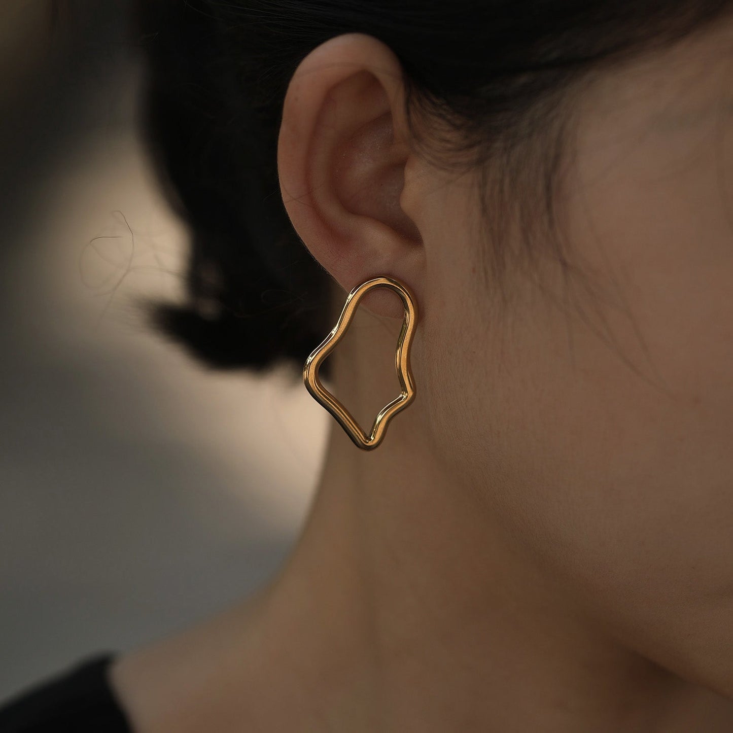 MARTINA Irregular Shaped Hoop Earrings in Gold
