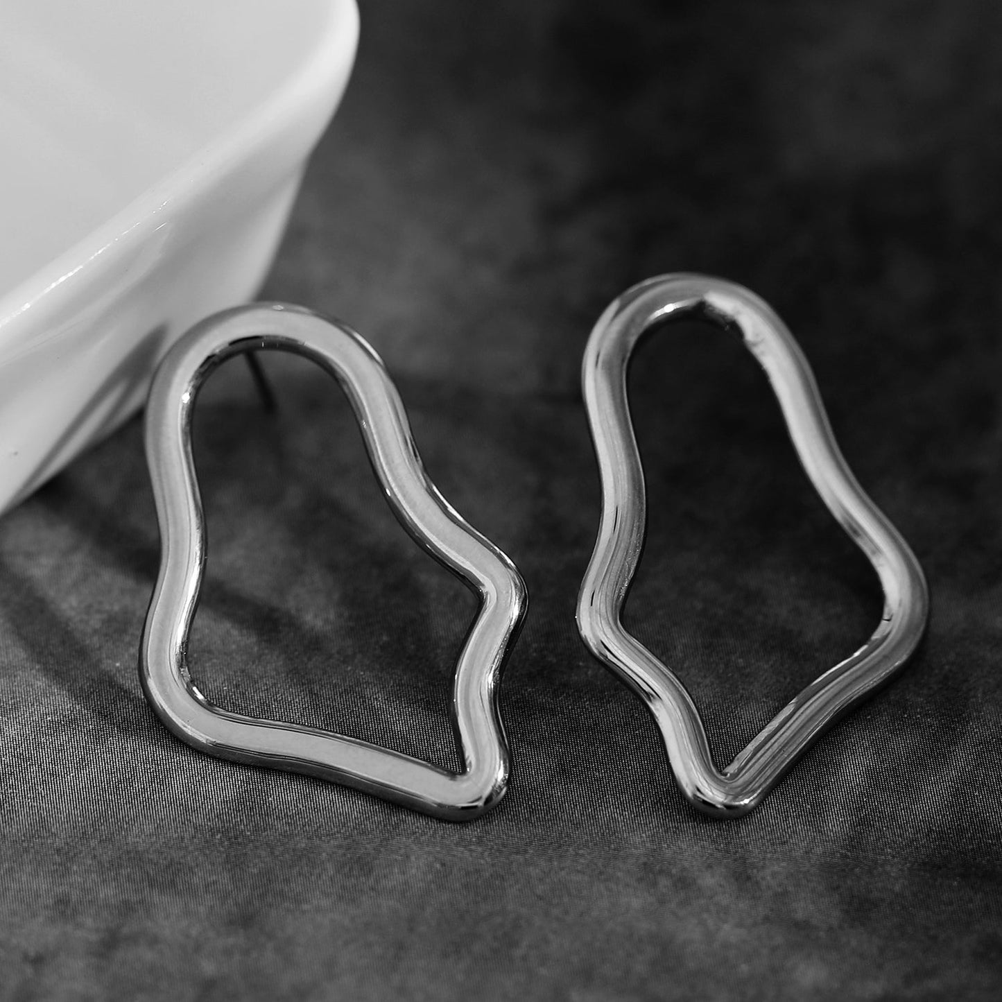 MARTINA Irregular Shaped Hoop Earrings in Silver