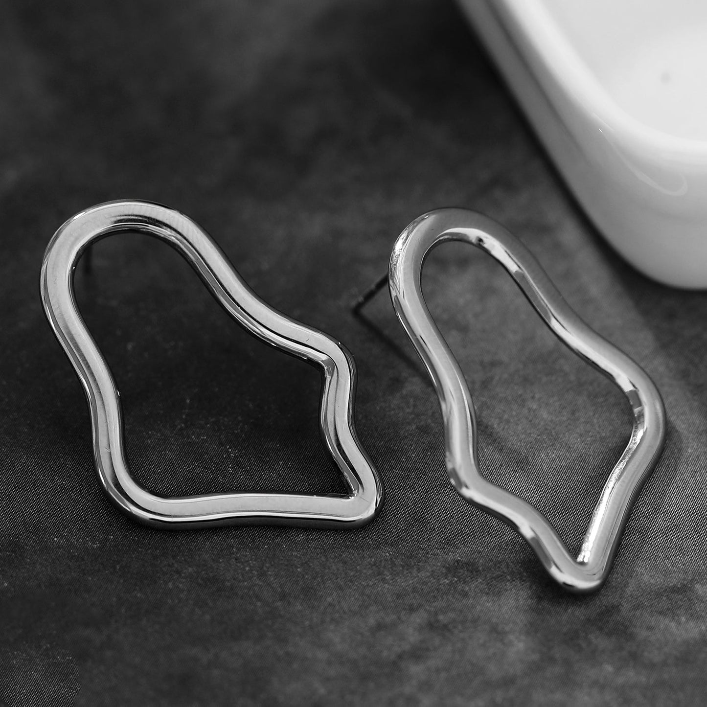 MARTINA Irregular Shaped Hoop Earrings in Silver