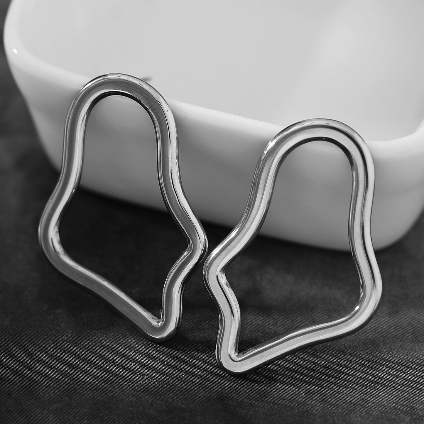 MARTINA Irregular Shaped Hoop Earrings in Silver