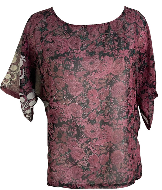 PRG6319 Sheer Avatar Pure Silk Side Slit Top