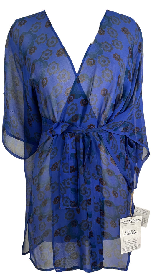 PRG6438 Sheer Avatar Pure Silk Kimono-Sleeved Jacket with Belt