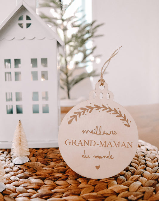 Ornement de Noël en bois - Meilleure grand-maman