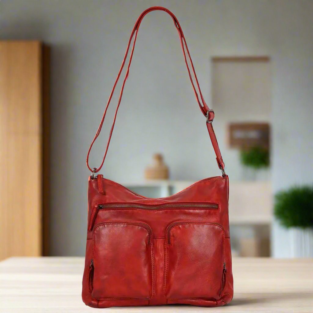 MET Double Front Pocket Leather Bag