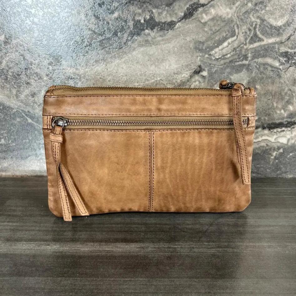 MET Leather Crossbody Bag with Dual Front Zipper Pockets