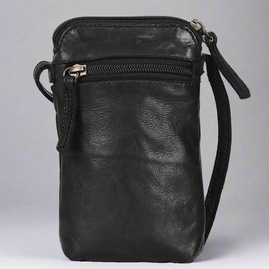 MET Small Leather Crossbody Bag | Compact Phone Bag with Front & Back Pockets