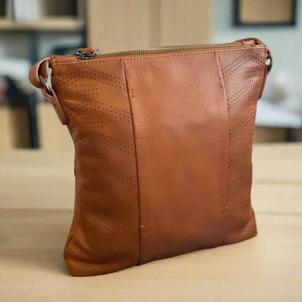 MET Three Chamber Leather Handbag Crossbody Bag