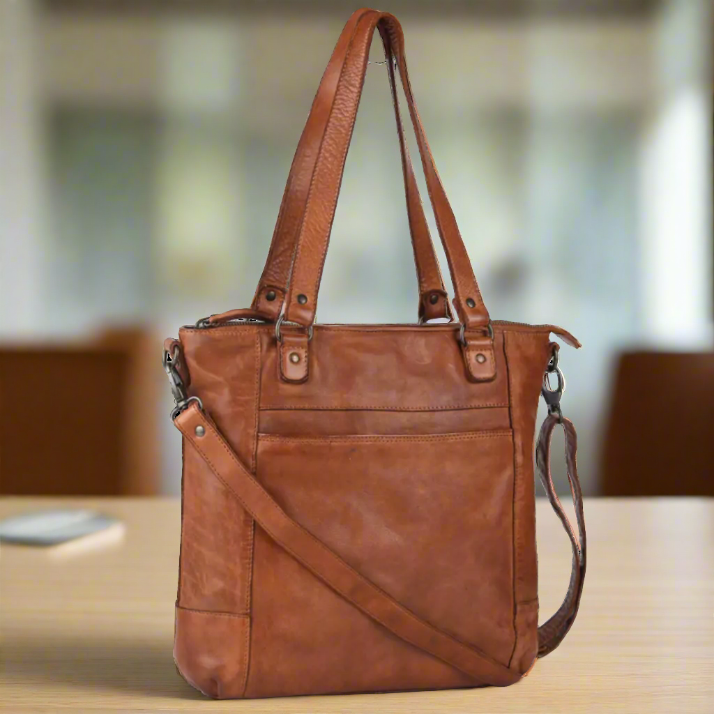 MET Two Handled Leather Sack Handbag