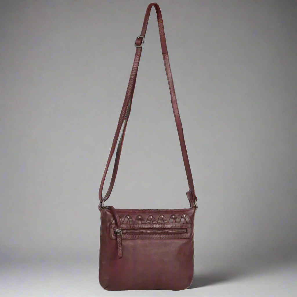 MET V Stitch Crossbody Leather Bag
