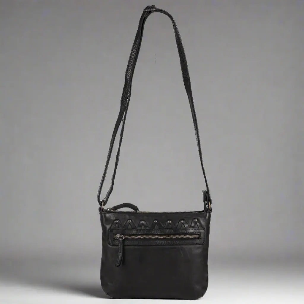 MET V Stitch Crossbody Leather Bag