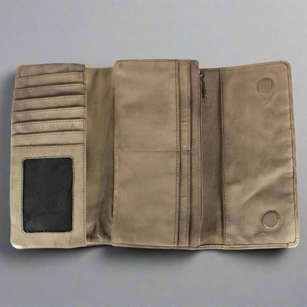 MET Women's Magnet Closure Trifold Leather Wallet