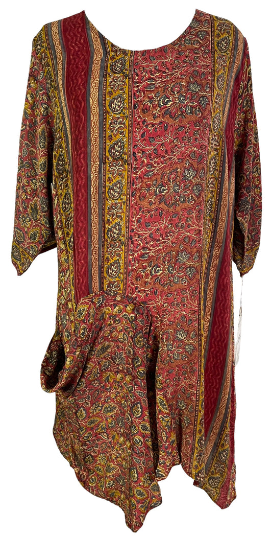 PRC6049 Avatar Pure Silk Self Pocket Tunic Dress