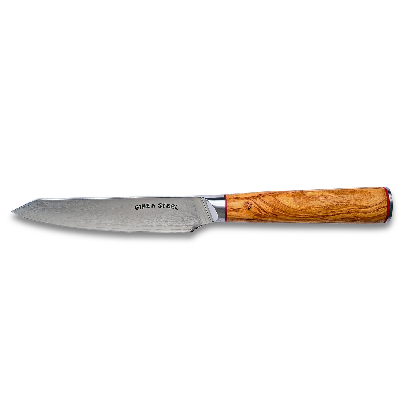 Ginza Steel MIA 12 Utility Knife 5” – Damascus AUS10, 67-Layer, Olive Wood Handle