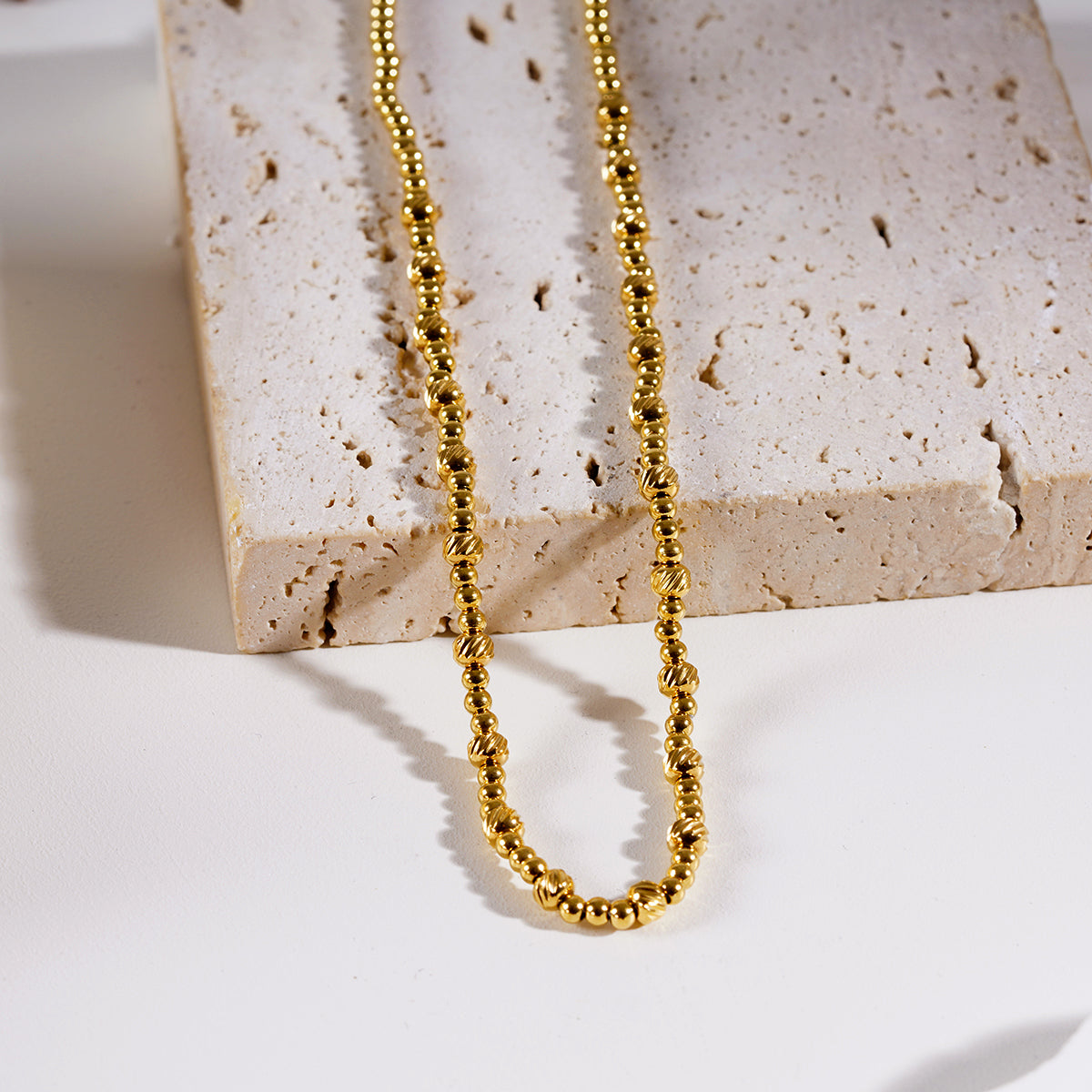 Style MILLIE: Twin-Bead Fusion Gold Chain Necklace