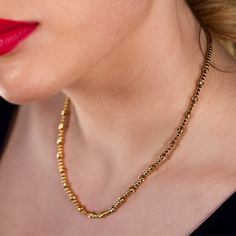 Style MILLIE: Twin-Bead Fusion Gold Chain Necklace