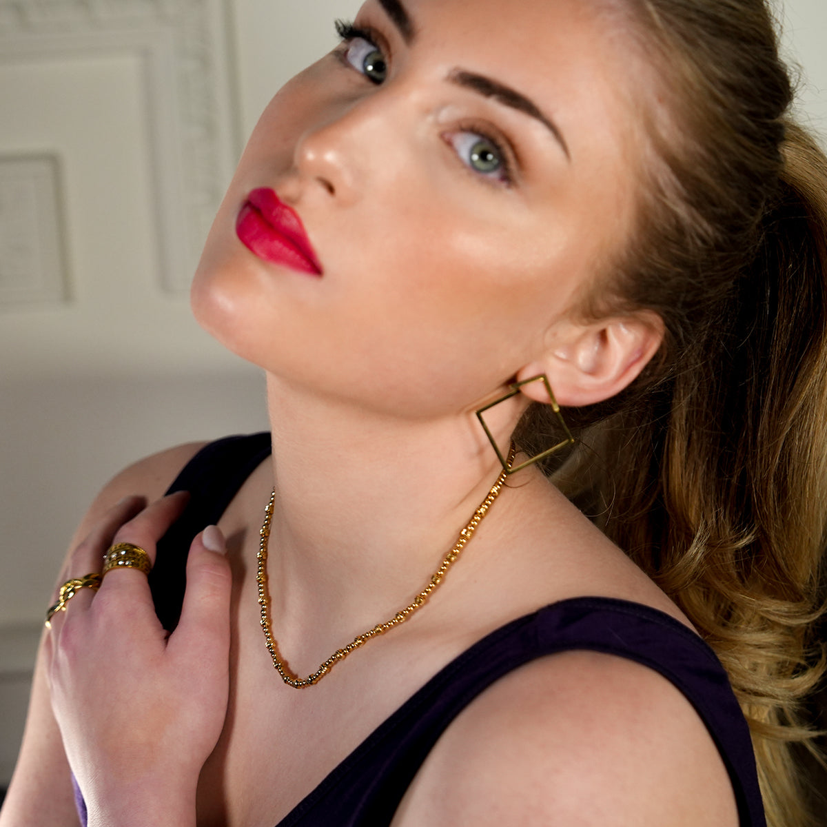 Style MILLIE: Twin-Bead Fusion Gold Chain Necklace