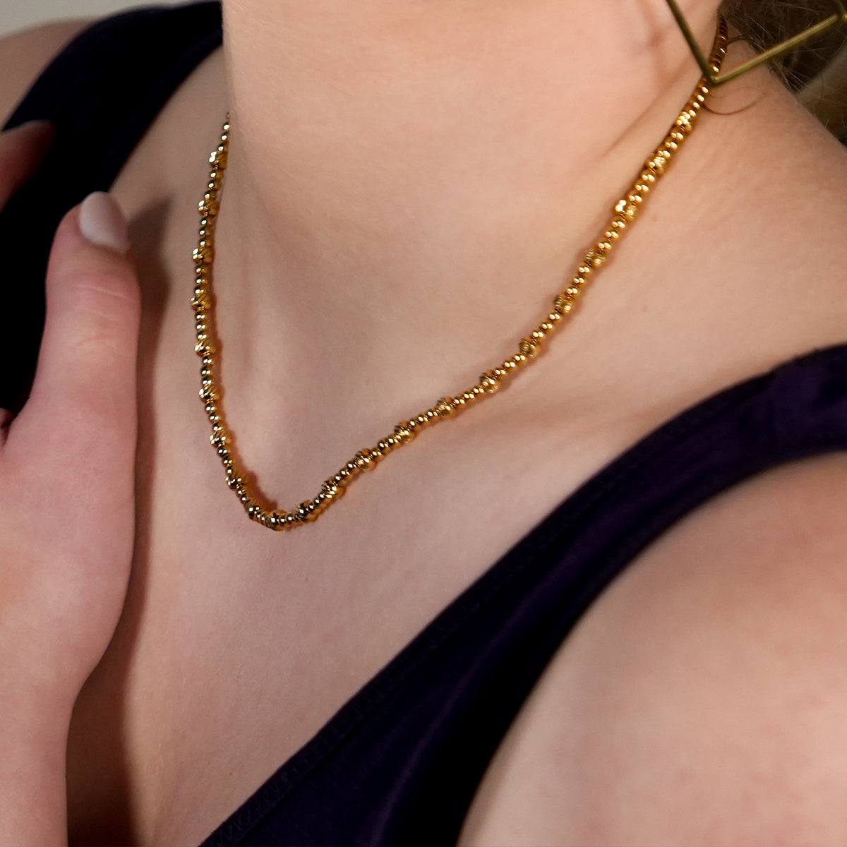 Style MILLIE: Twin-Bead Fusion Gold Chain Necklace