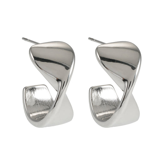 MILROSTA Silver Toned (White Gold): Industrial-Chic Earrings – Modern Elegance Redefined