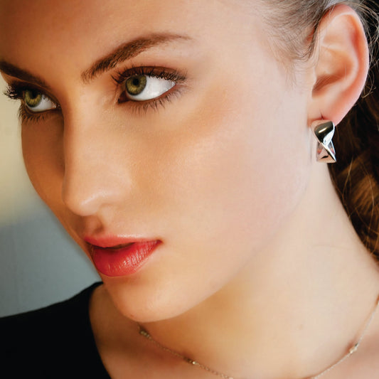 MILROSTA Silver Toned (White Gold): Industrial-Chic Earrings – Modern Elegance Redefined