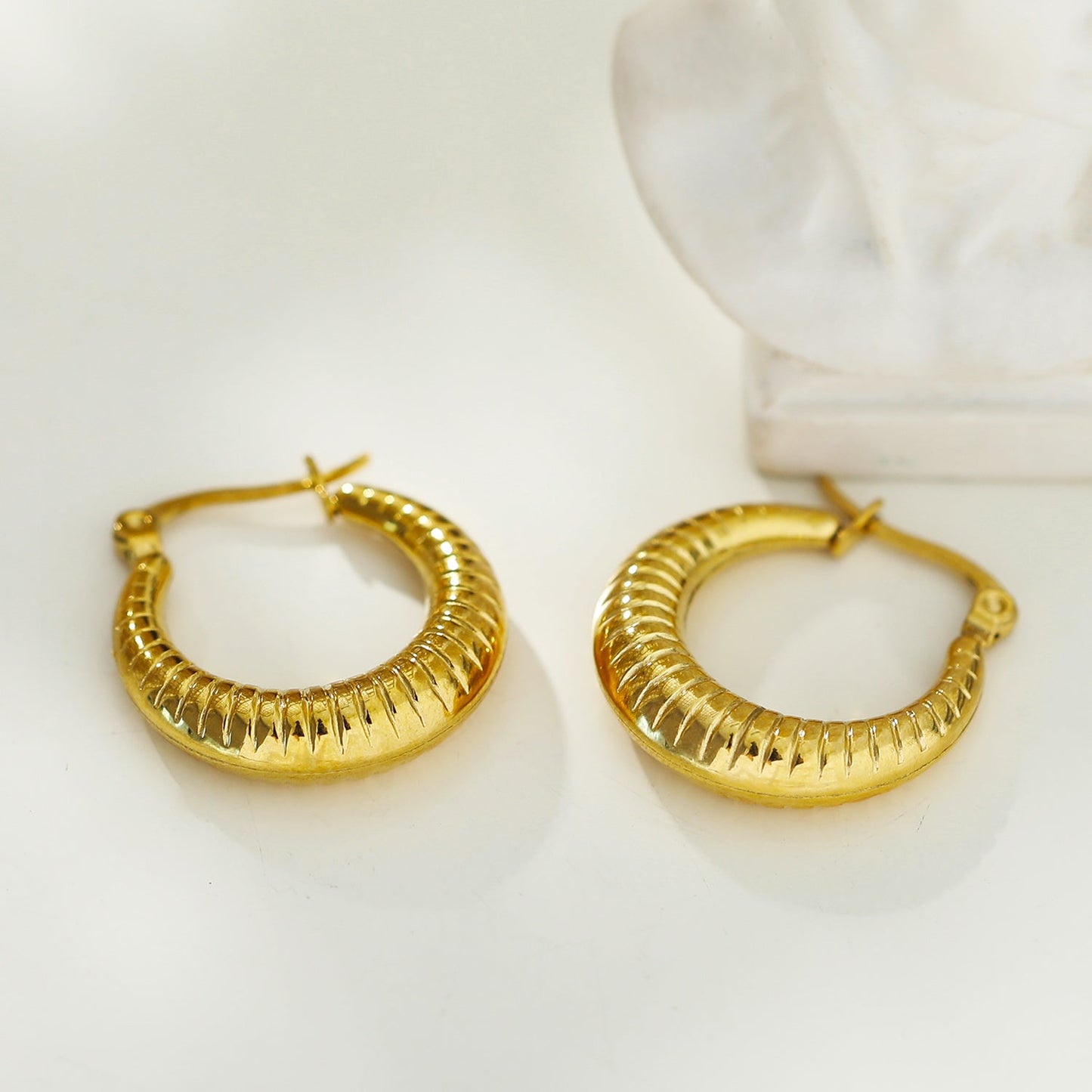 MISCHA Textured Chunky Hoops Gold