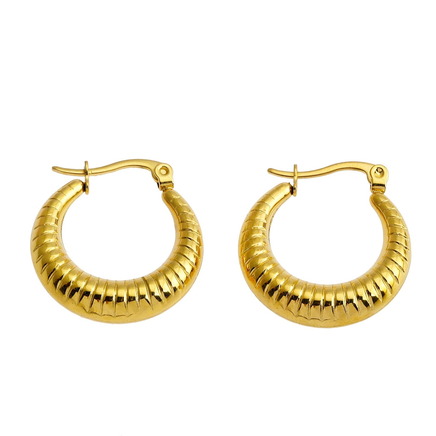 MISCHA Textured Chunky Hoops Gold