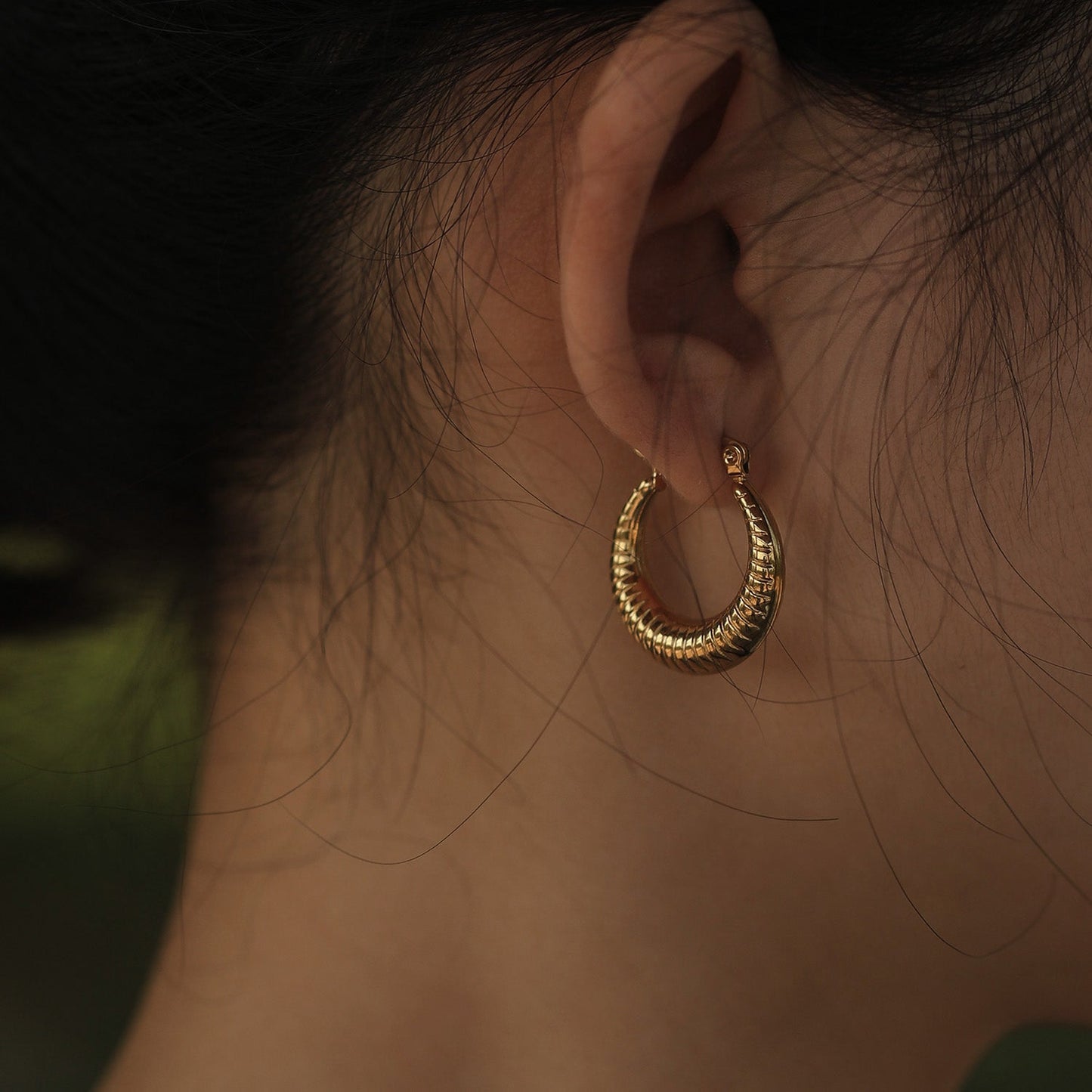 MISCHA Textured Chunky Hoops Gold
