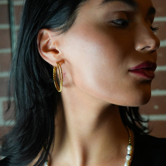 MIZUKI:  Double Rope Textured Hoop Earrings