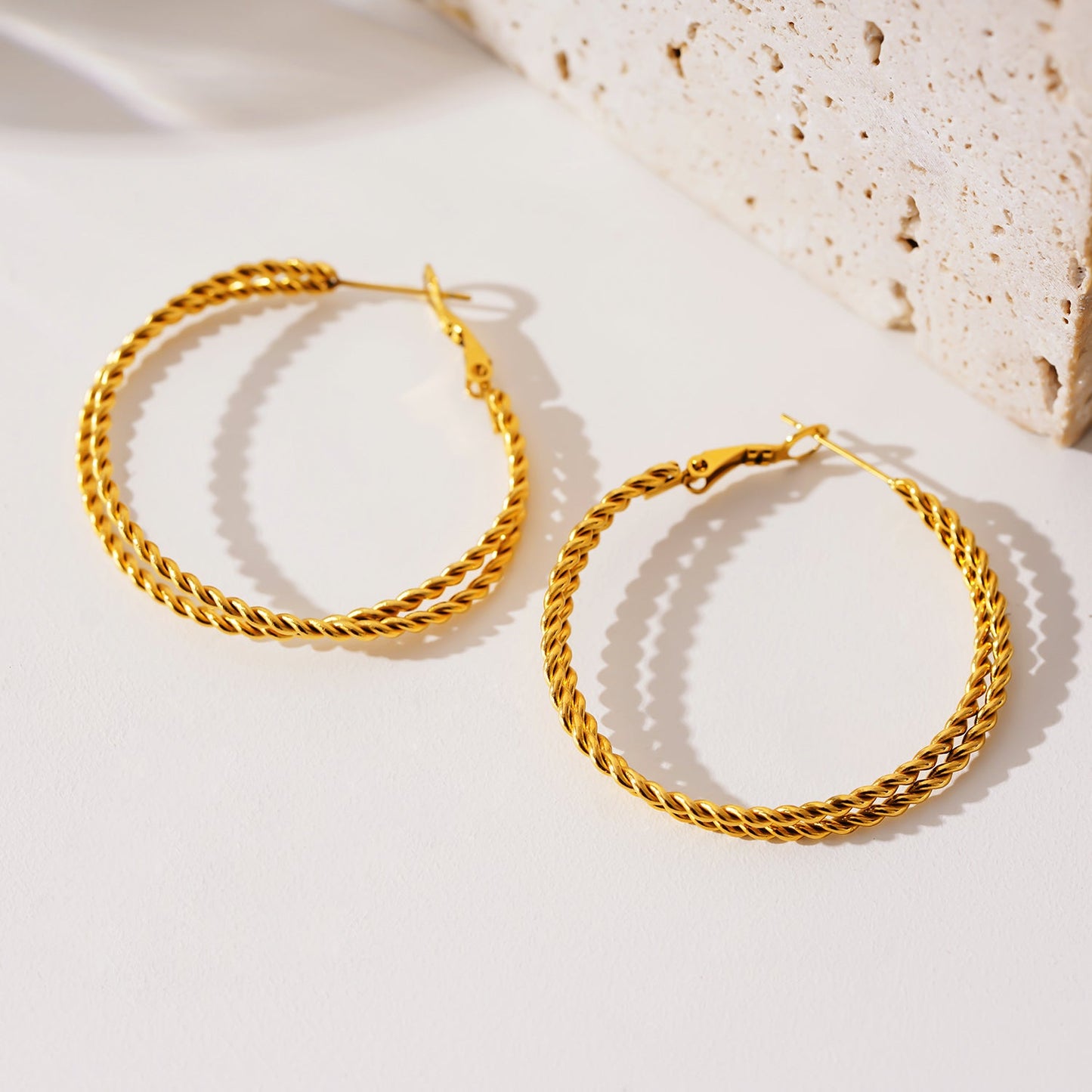 MIZUKI:  Double Rope Textured Hoop Earrings