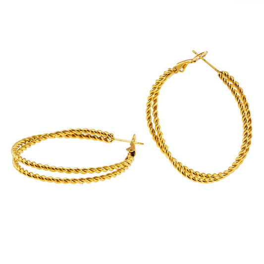 MIZUKI:  Double Rope Textured Hoop Earrings