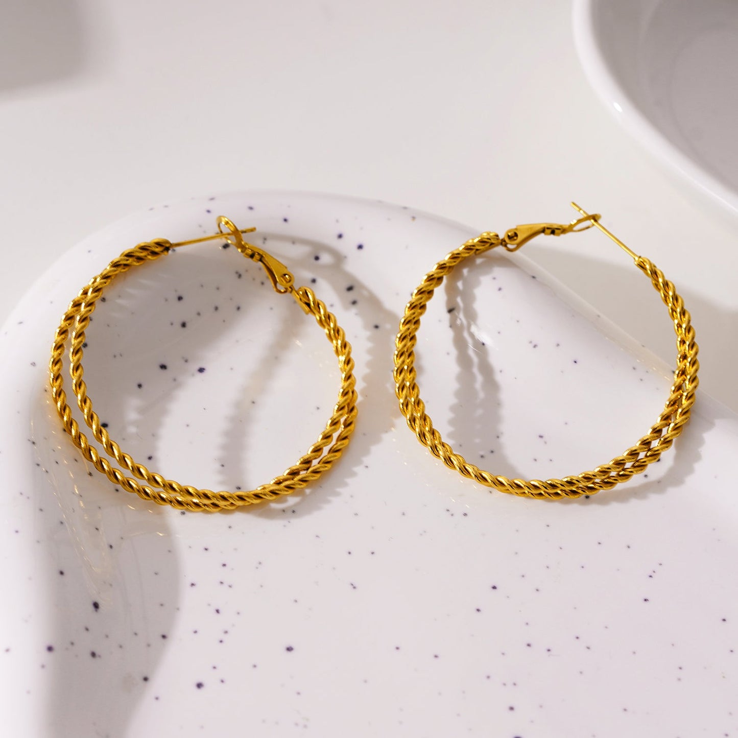MIZUKI:  Double Rope Textured Hoop Earrings