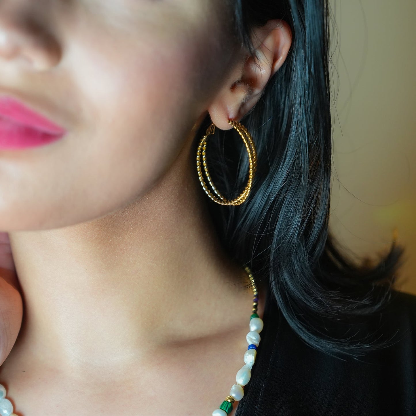 MIZUKI:  Double Rope Textured Hoop Earrings