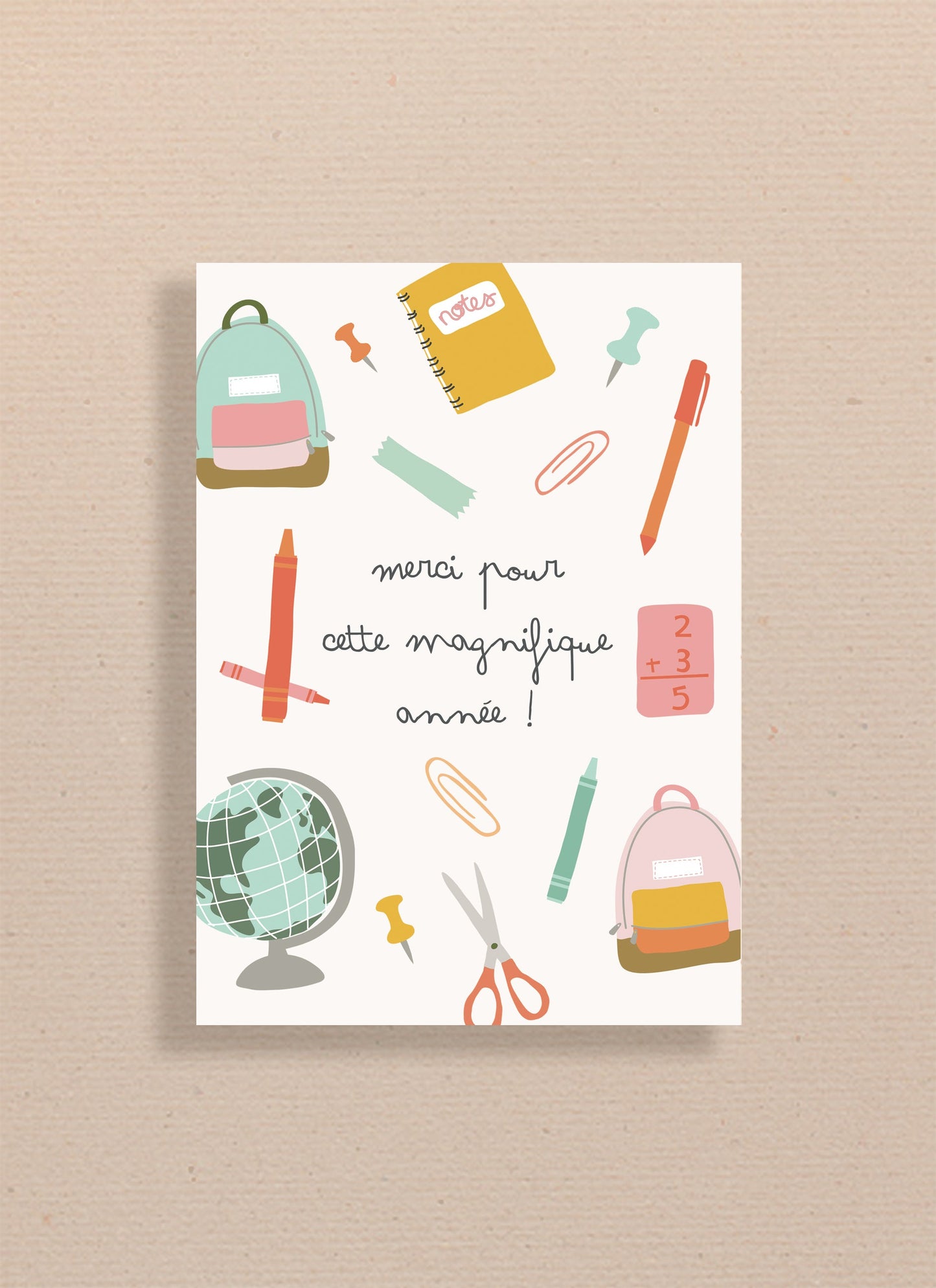 Carte de remerciement éducatrice ou enseignant(e)