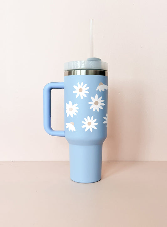 Gobelet isotherme 40oz - bleu Fleurs d'été
