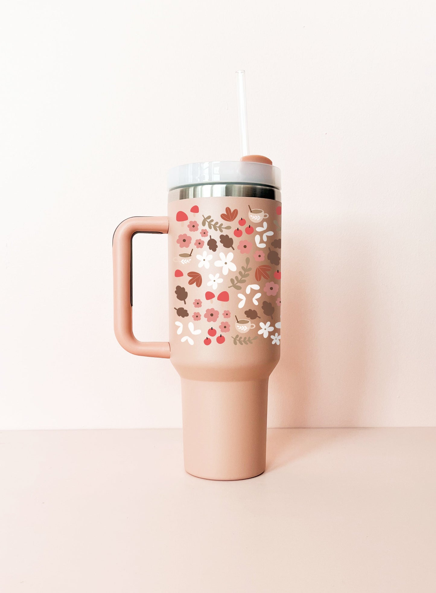 Gobelet isotherme 40oz - vieux-rose mosaïque d'automne