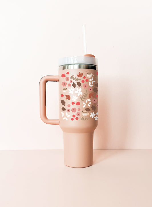 Gobelet isotherme 40oz - vieux-rose mosaïque d'automne