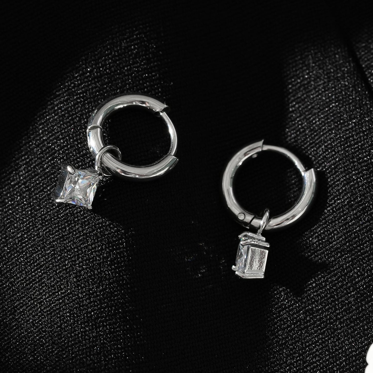 MORANDI White Gold (Silver Toned): Vintage Inspired Hoops with Removable Moissanite Charms