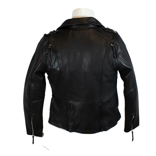 BOL Women's Leather Biker Jacket with Adjustable Belt
