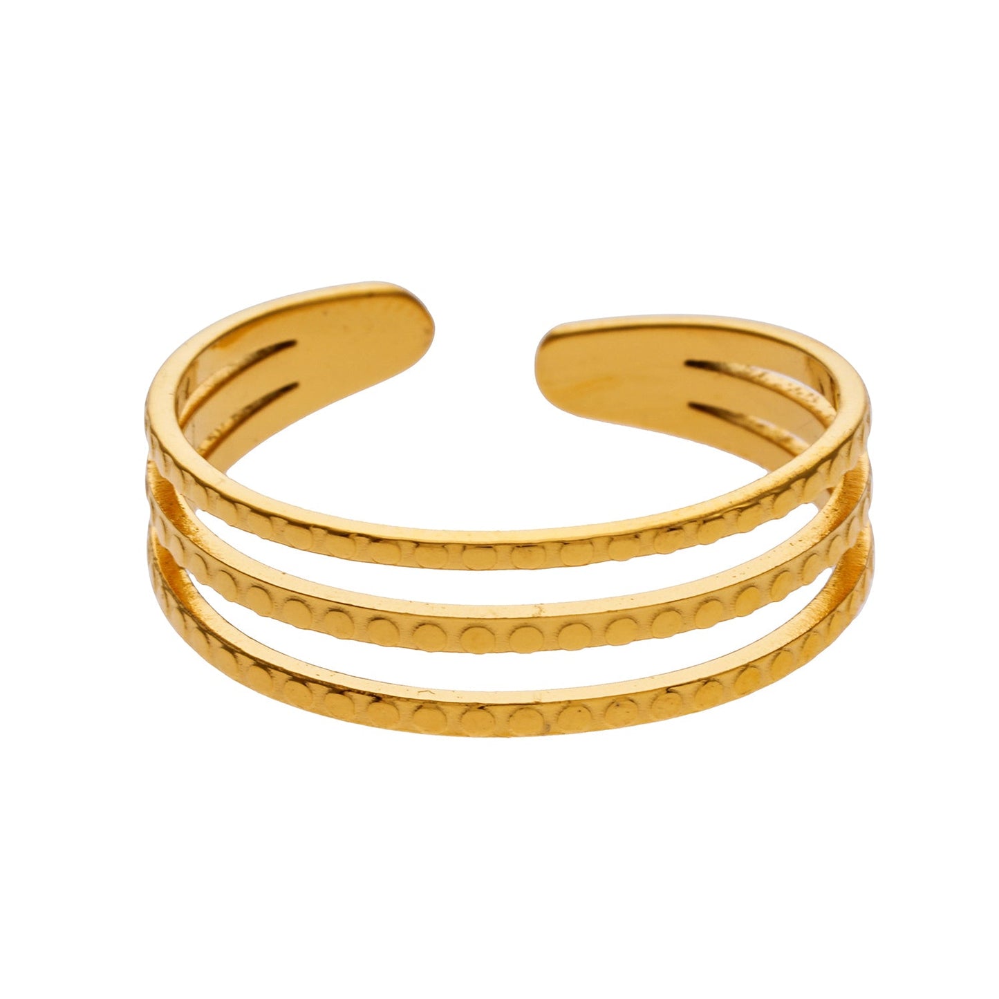 MYLAN: Embossed Circles Triple Stacked Ring