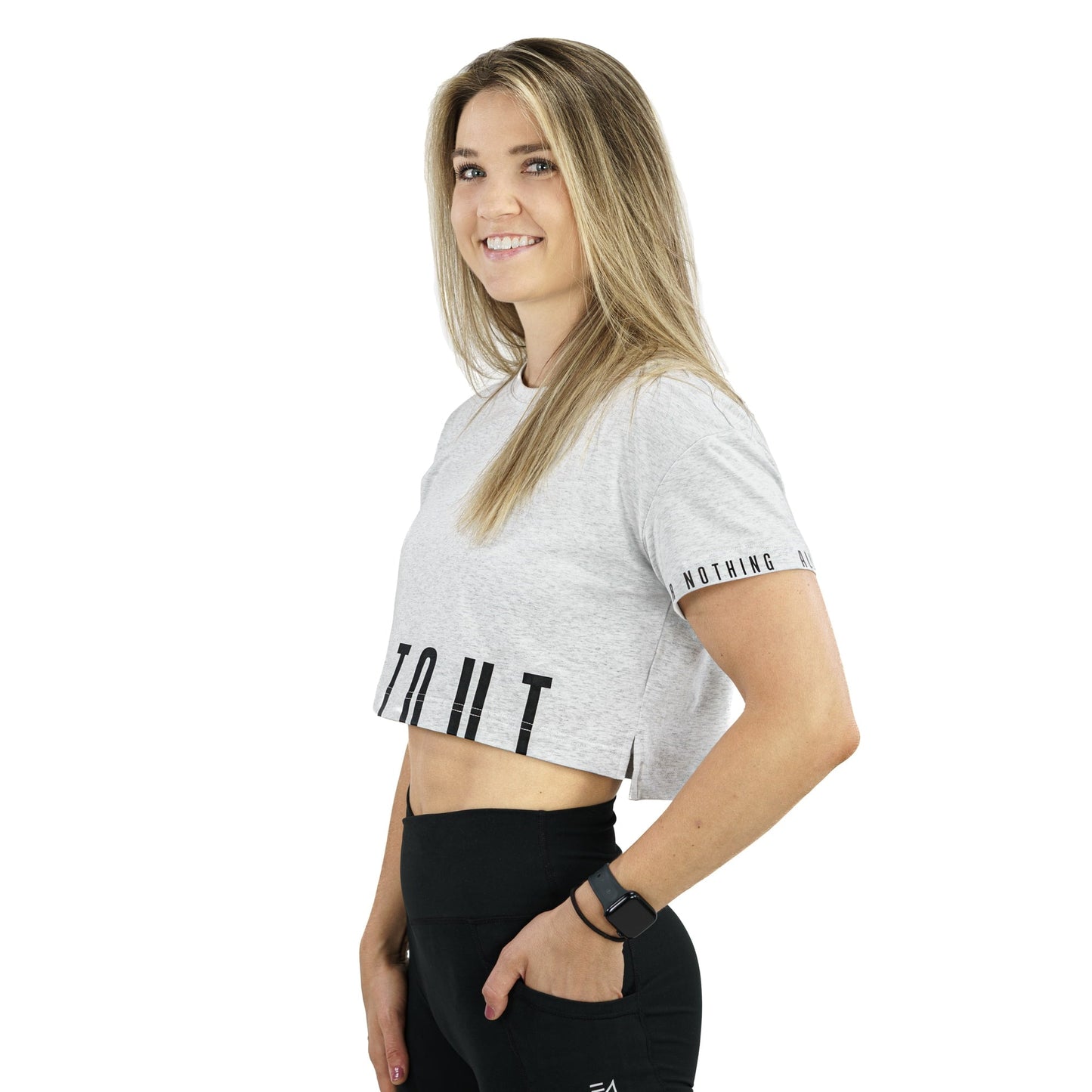 Madi Crop Tee Heather Grey