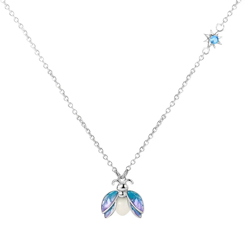 Magical Firefly Sterling Silver Necklace with Glow-in-the-Dark Enamel