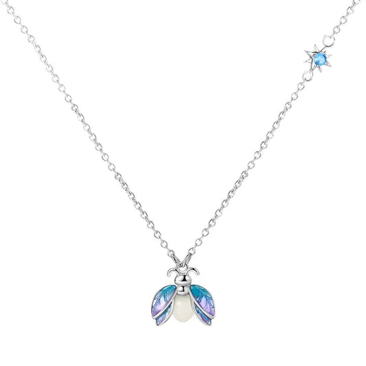 Magical Firefly Sterling Silver Necklace with Glow-in-the-Dark Enamel