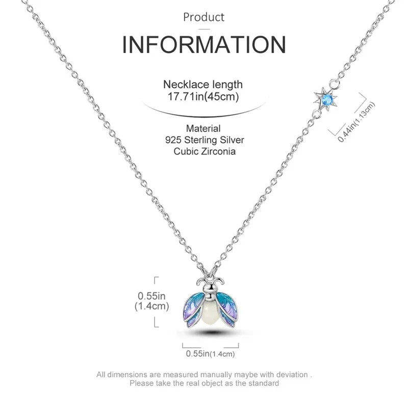 Magical Firefly Sterling Silver Necklace with Glow-in-the-Dark Enamel