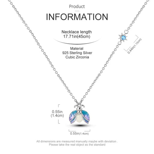 Magical Firefly Sterling Silver Necklace with Glow-in-the-Dark Enamel