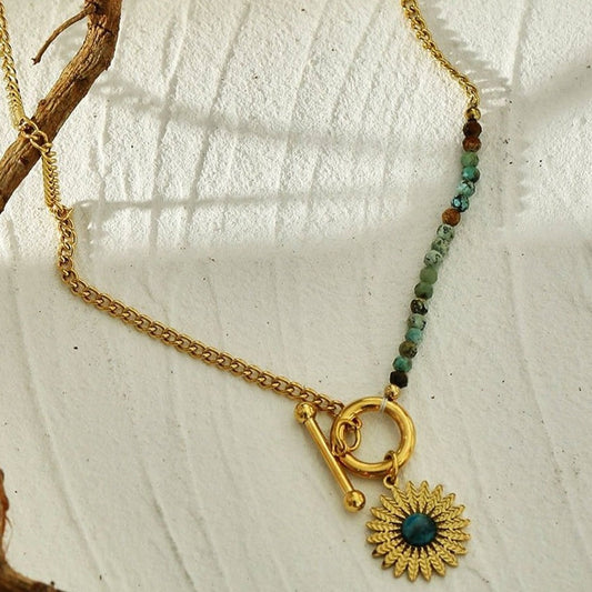 McKENZIE - Natural Stone Boho-Chic Gold Necklace