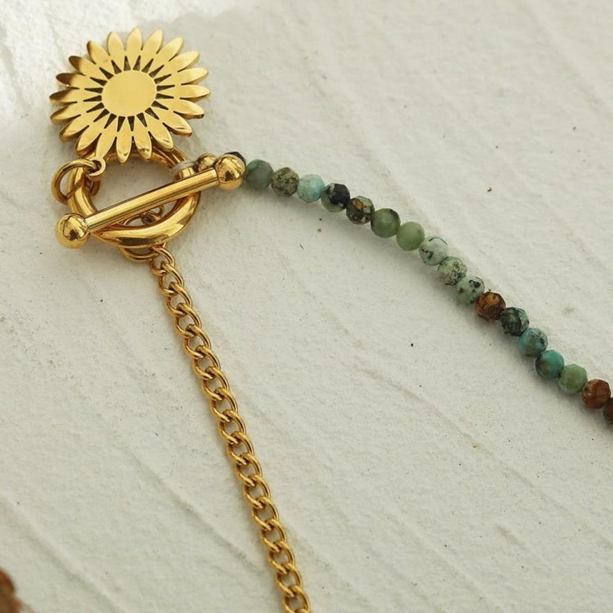 McKENZIE - Natural Stone Boho-Chic Gold Necklace