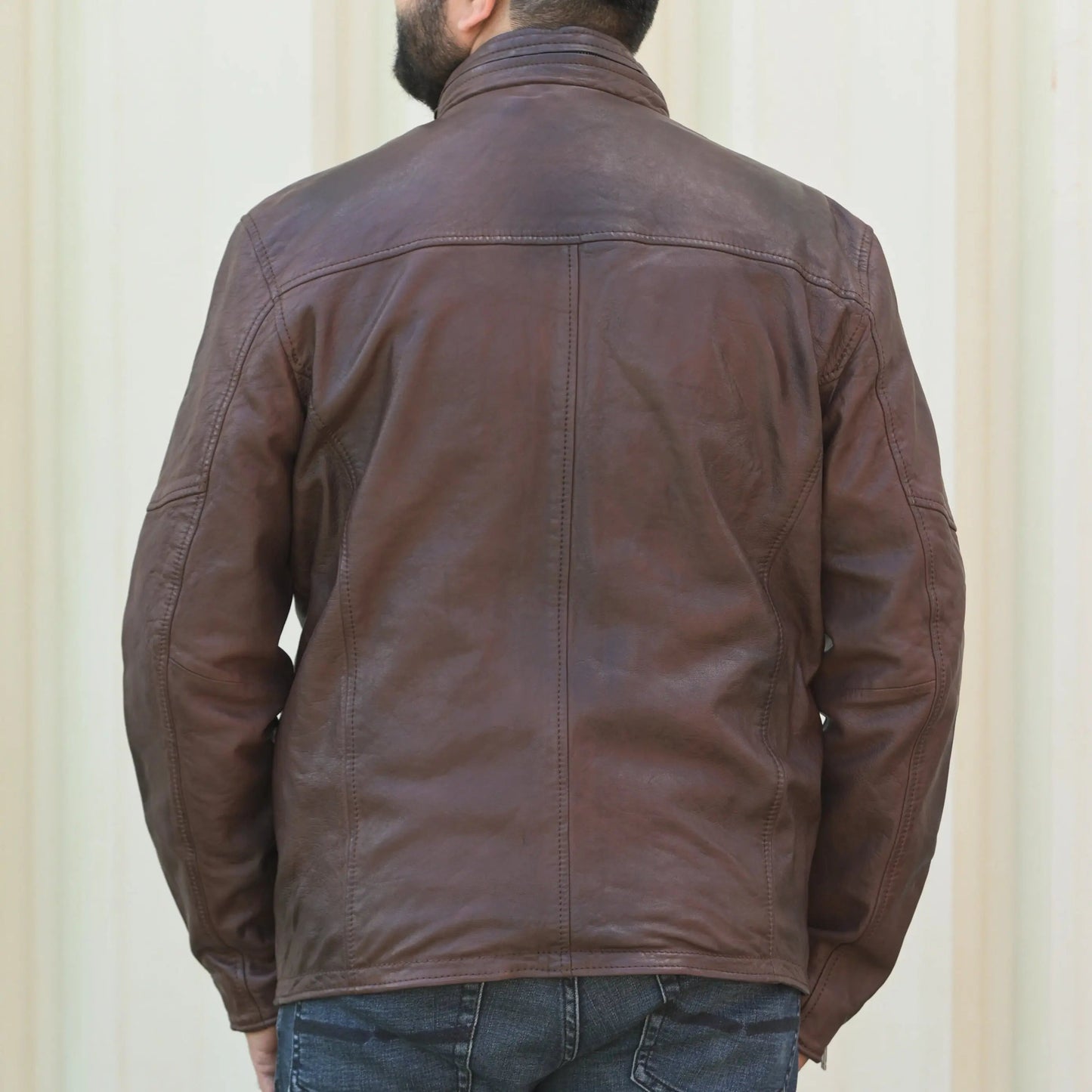 Men's Dual Flap Pockets Leather Jacket